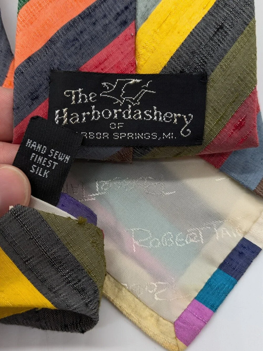 Vintage Robert Talbott For The Haberdashery Colorful Stripe Silk Mens Tie